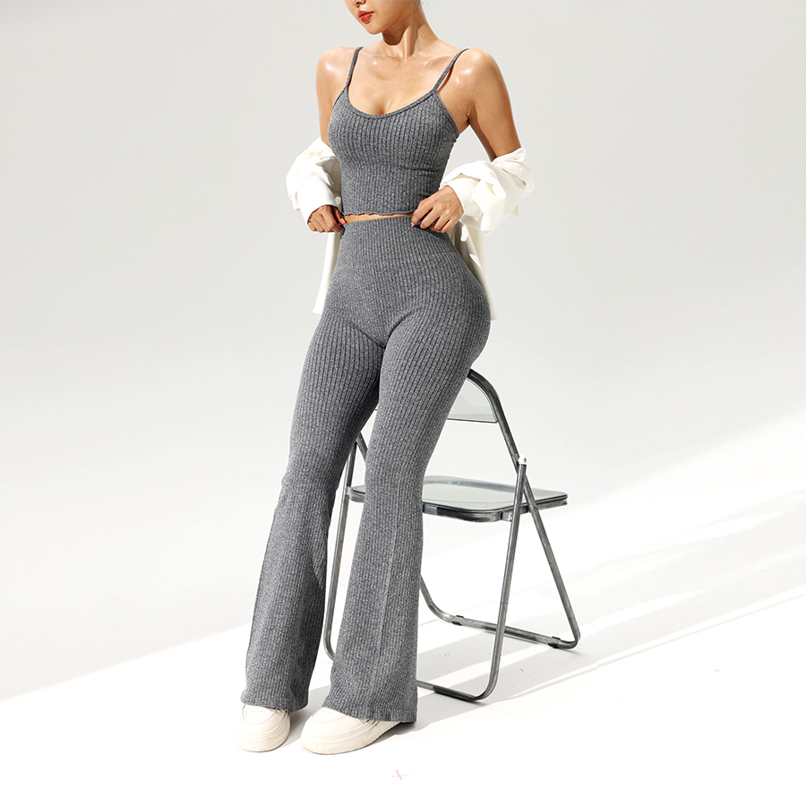 2 ชิ้น/เซ็ตไม่มีรอยต่อ Flared  - Tank Top Ribbed บทวิจารณ์และราคา