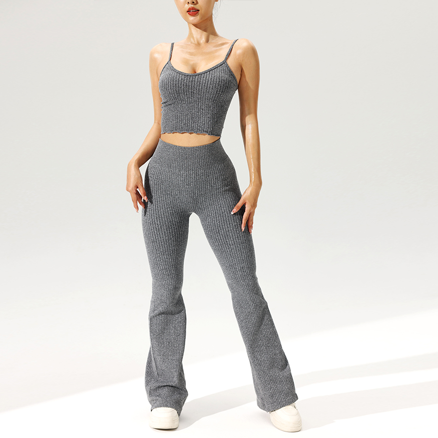 2 ชิ้น/เซ็ตไม่มีรอยต่อ Flared  - Tank Top Ribbed บทวิจารณ์และราคา