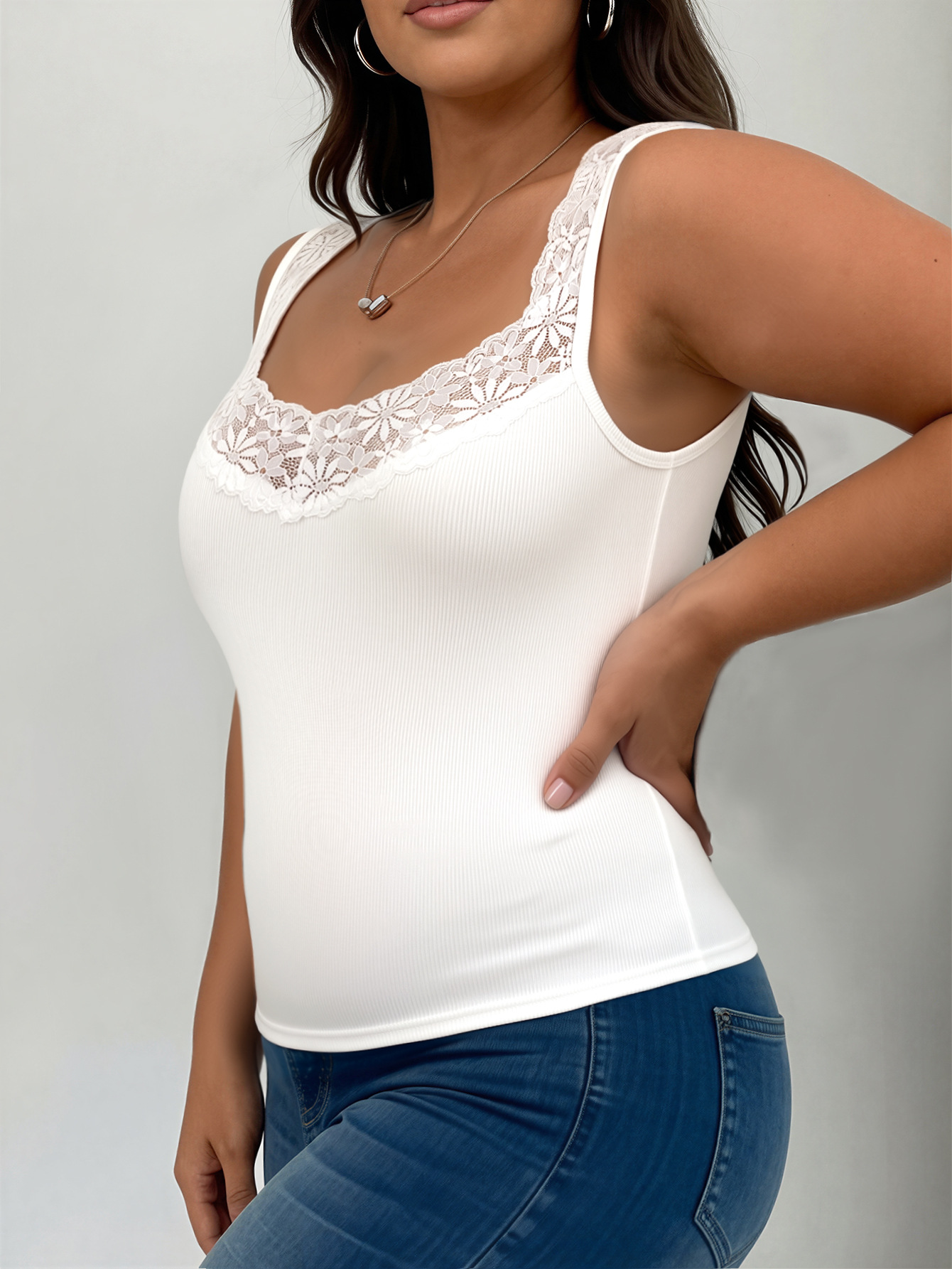 เสื้อกล้ามคอวีไซส์ใหญ่สำหรับผู - Tank Top Ribbed บทวิจารณ์และราคา